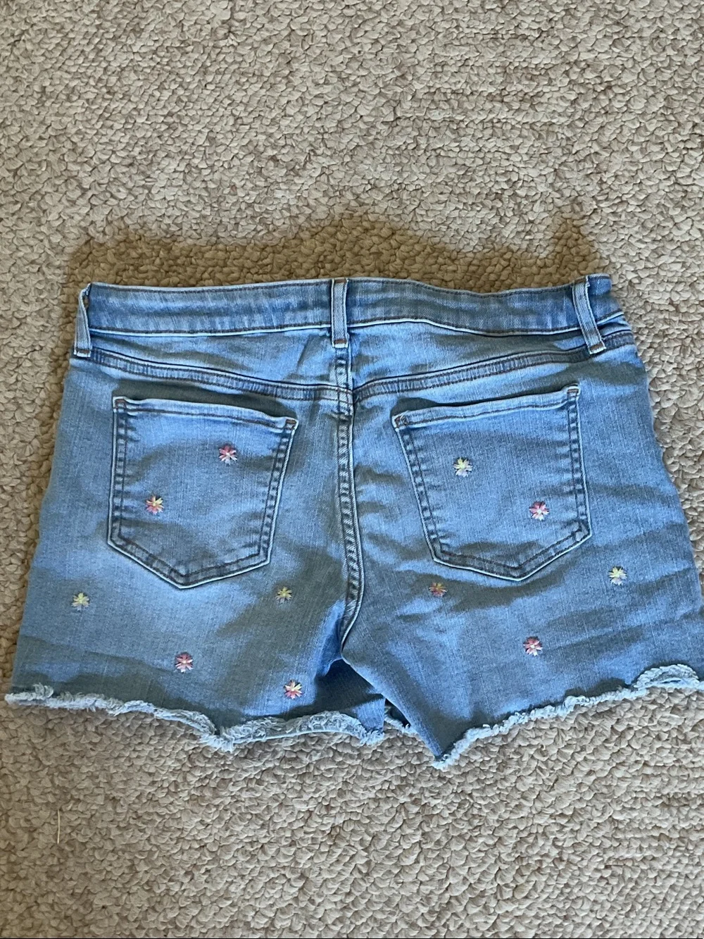 GAP Light Blue Denim Shorts with Pastel Floral Embroidery
